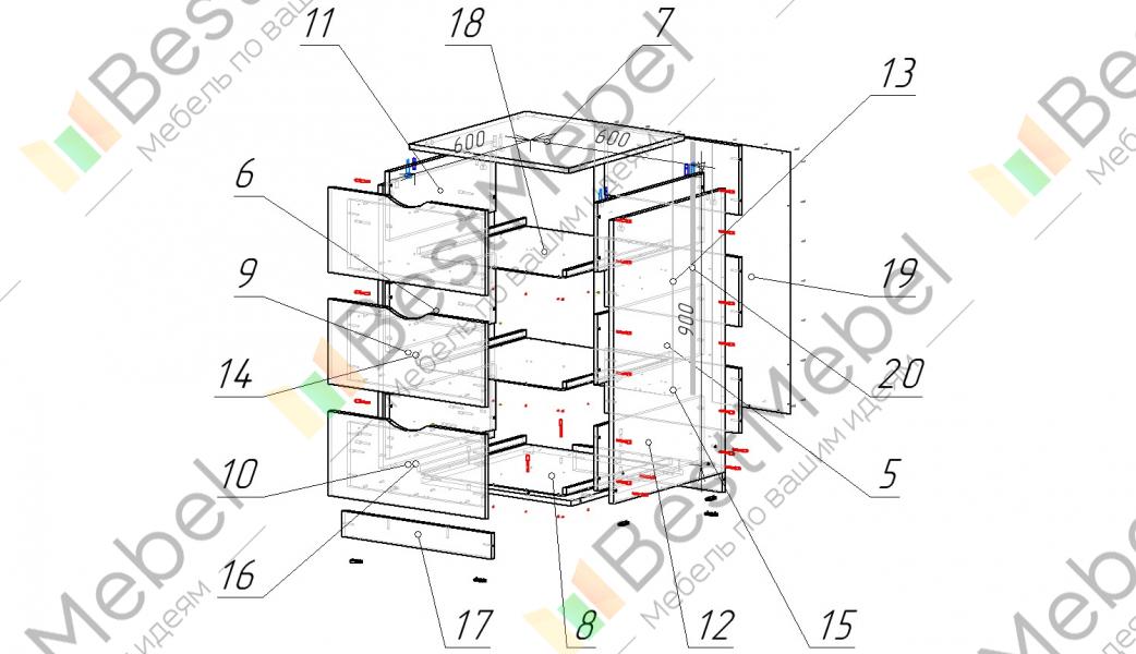 Схема сборки комода ливерпуль