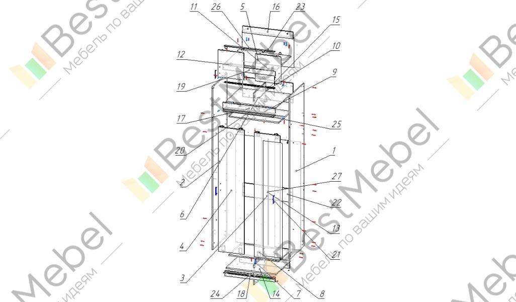 Схема сборки шкафа купе сакура