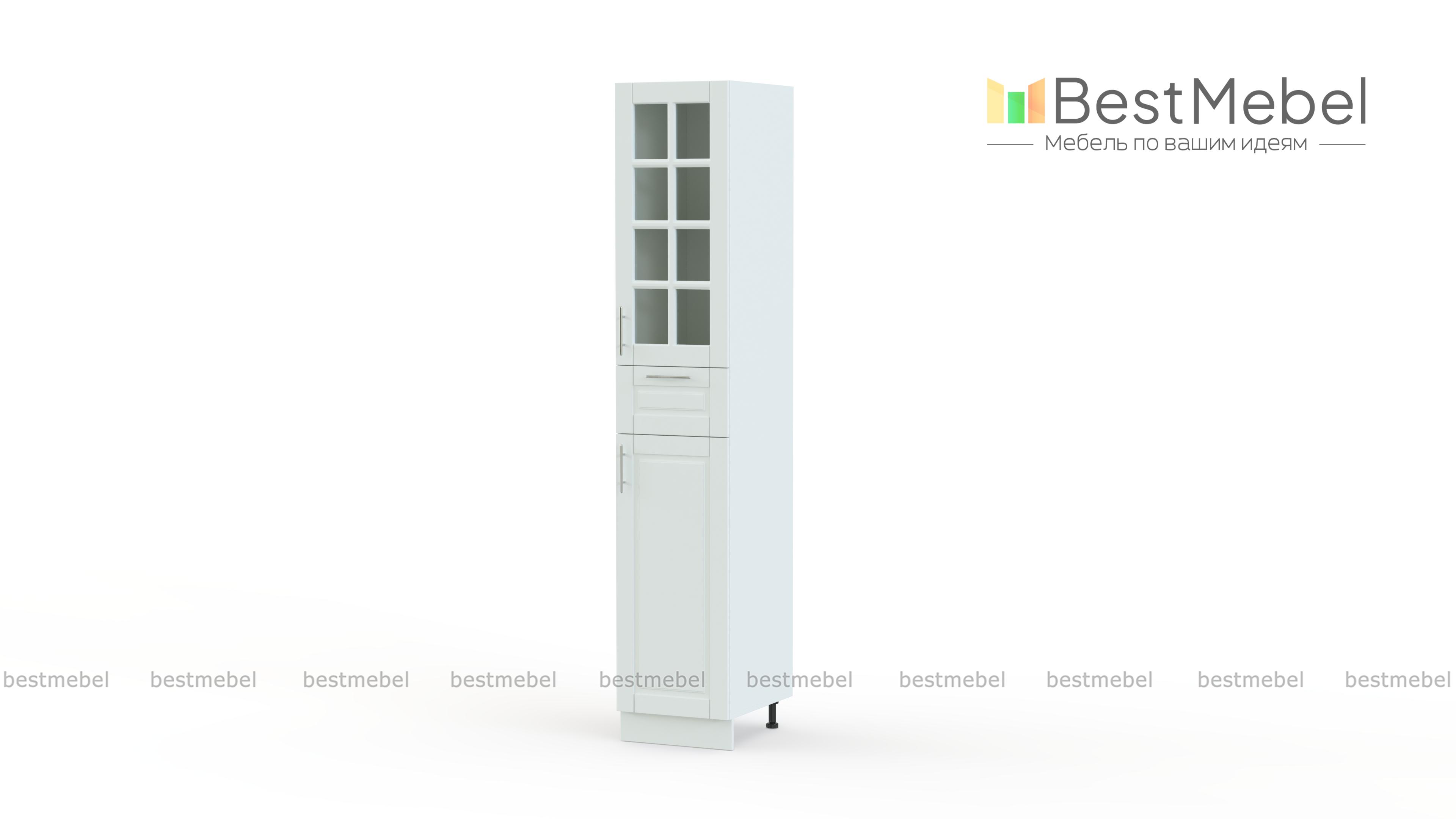 Шкаф-пенал 2 двери 1 ящик со стеклом Палермо BMS - Фото