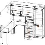 Схема сборки Угловой письменный стол для двоих с надстройкой Вента 75 BMS