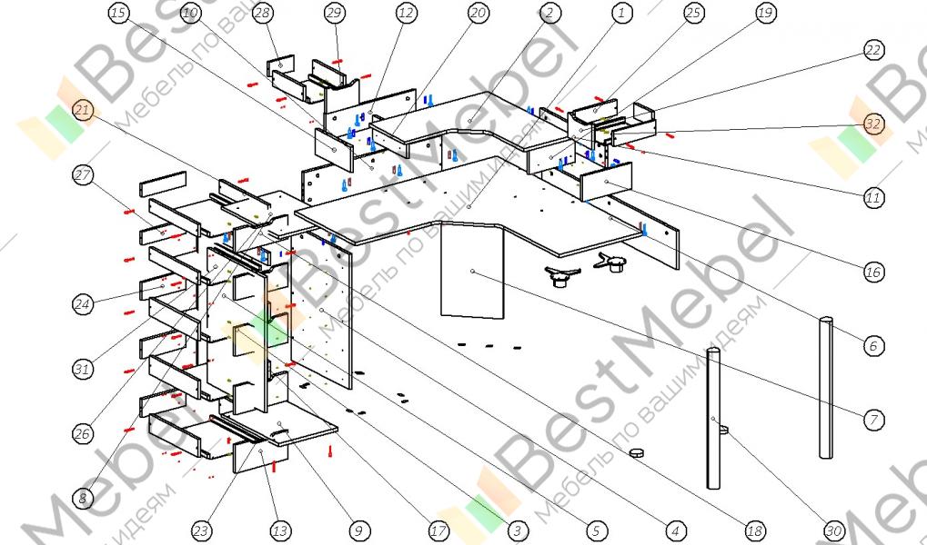 Стол компьютерный квартет 9 схема сборки
