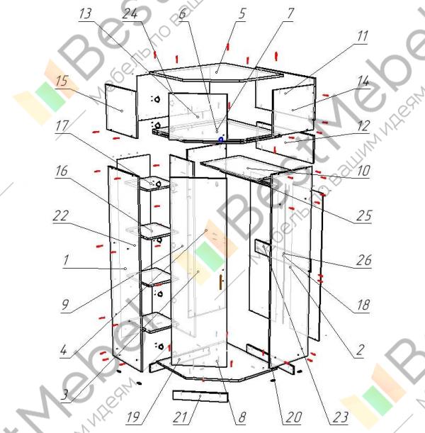 Шкаф угловой софия памир схема сборки