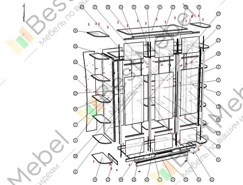 Шкаф 4 дверный схему сборки